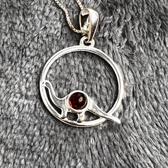 Houston Museum Science Dinosaur Necklace Silver Tone Amber Brontosaurus NWT - Picture 2 of 9